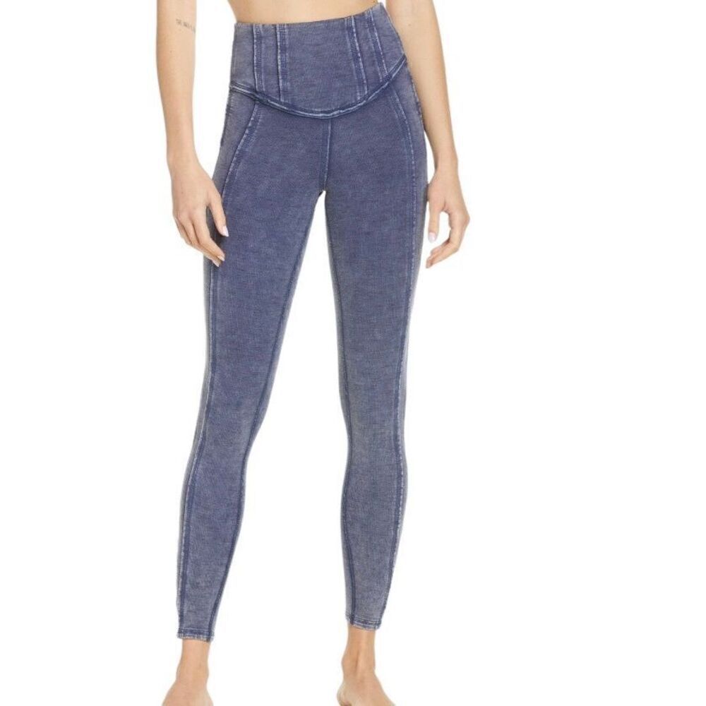 Free People Women's Hybrid Yoga Leggings Deepest Navy Blue XS Cotton New